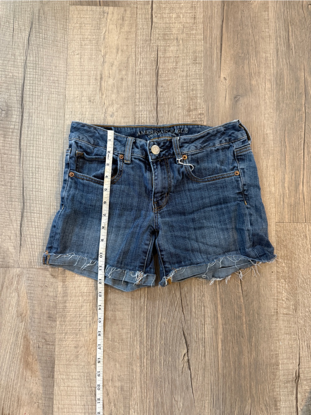 American Eagle Outfitters Blue Frayed Hem Denim Shorts